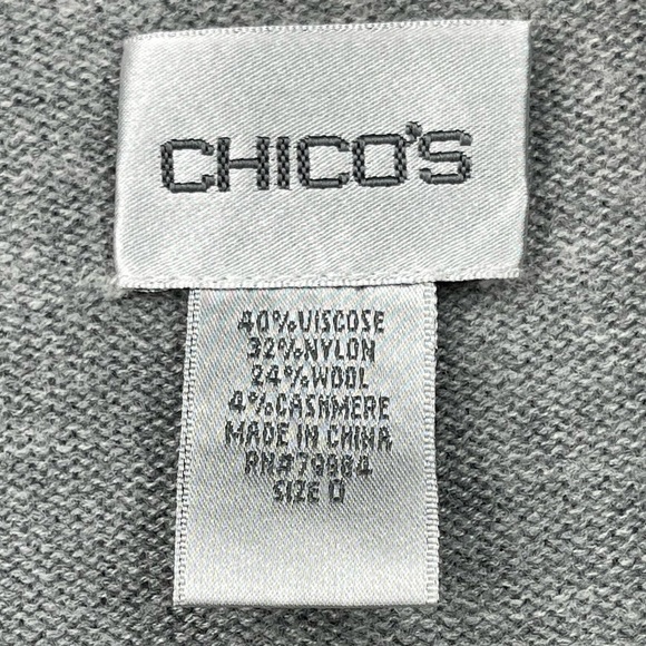 Chico’s Grey Cable Knit Cowl Neck Sweater Wool Cashmere Blend Size 0 Womens 4 - Picture 8 of 10